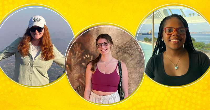 The 2024 Plastino Scholars pursued or are pursuing research opportunities around the globe this year. From left to right are Charlotte Gotilla, Jamie Milby and Shanea Higgin. The 2024 Plastino Scholars pursued or are pursuing research opportunities around the globe this year. From left to right are Charlotte Gotilla, Jamie Milby and Shanea Higgin.