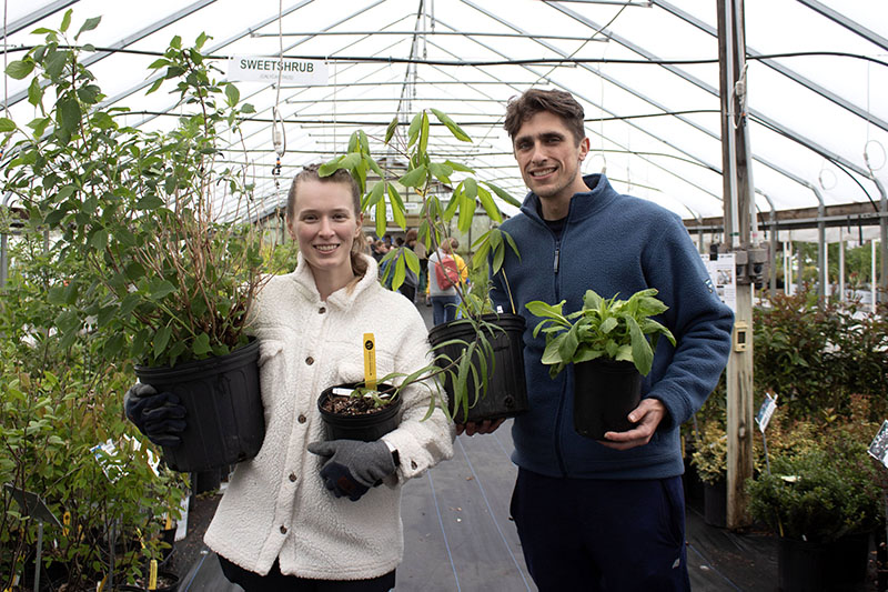 Attendees select plants at the UD Botanic Gardens Spring Plant Sale.