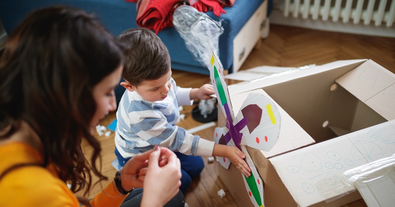 Child development experts in the College of Education and Human Development recommend arts and crafts—like reimaging cardboard boxes—and other open-ended activities this holiday season. 