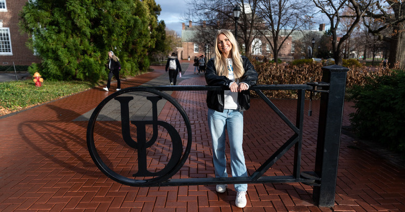 Zoe Lehtonen, a senior medical diagnostics major, was inspired to go to UD after attending a Decision Day event on campus. Now, she speaks at Decision Day to inspire prospective students to join the Blue Hen flock. 