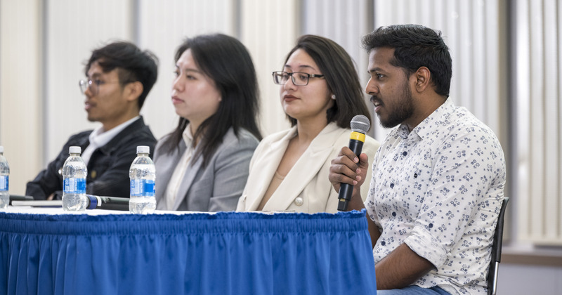 New graduate students get advice from their peers and from University staff during spring semester’s New Graduate Student Orientation, held at the Trabant University Center. 