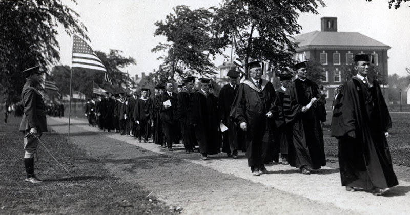 Men in academic regalia, Memorial Hall dedication 1925