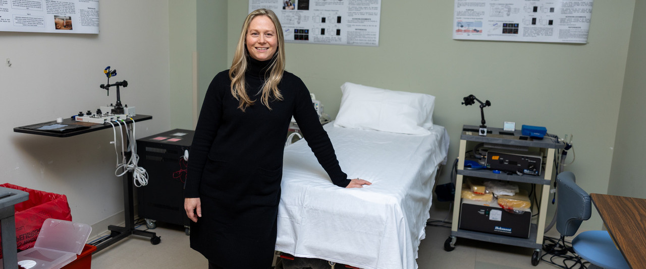 Megan Wenner, associate professor of kinesiology and applied physiology, is conducting research that focuses on how menopause-driven hormonal shifts contribute to heart disease in women, potentially paving the way for targeted treatments that improve heart health outcomes for women.