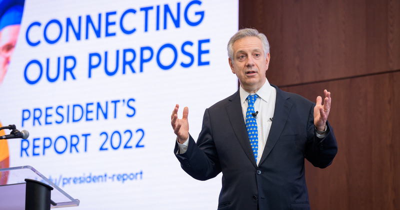 President Assanis presents his 2022 President’s Report to the University Association of Retired Faculty.