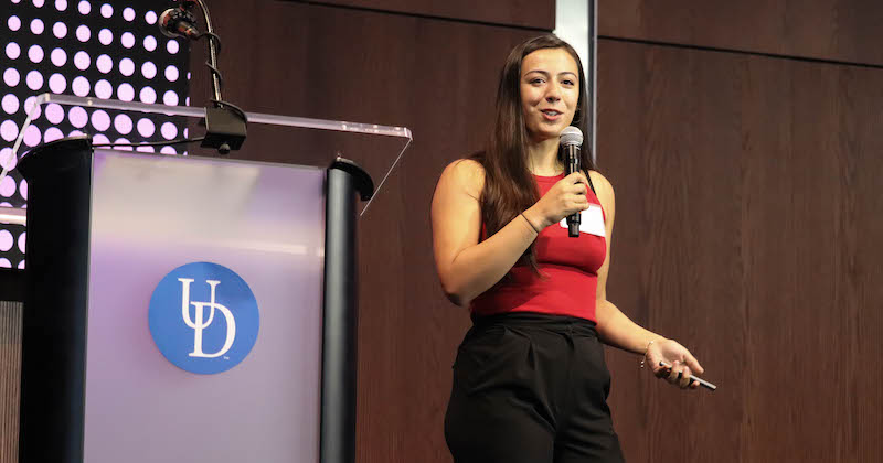 UD alumna Maya Nazareth, founder of Alchemize Fightwear, recently secured a $300,000 investment on Shark Tank for her women’s combat-sports apparel company.