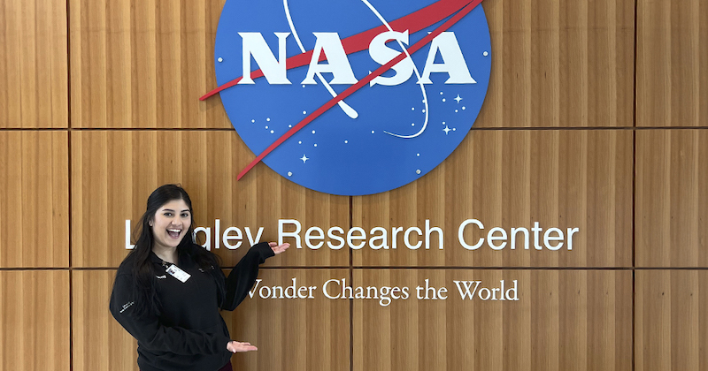 Yuleny Gomez Rodriguez, pictured at the NASA Langley Research Center, is one of two UD doctoral students to receive a Future Investigators in NASA Earth and Space Science and Technology (FINESST) award.