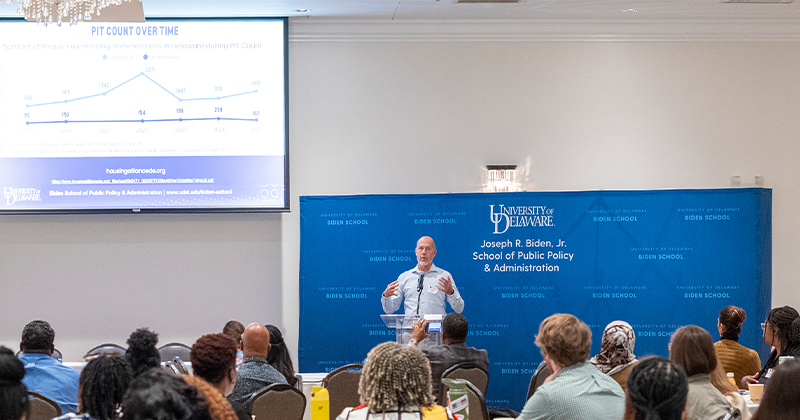 Ending Homelessness in the First State Photo of Steve Metraux at the 2025 Homelessness Conference