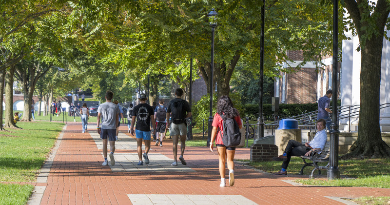 Students walking on campus
