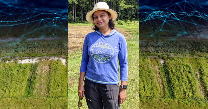 Pinki Mondal, associate professor of geological and spatial sciences at the University of Delaware, uses remote sensing to study the creeping reach of saltwater in Delaware, through seed funding from the Established Program to Stimulate Competitive Research (EPSCoR). Delaware EPSCoR and the Delaware IDeA Network of Biomedical Research Excellence (DE-INBRE) are programs that serve as “on ramps to bigger ideas, bolder collaborations and sustained research trajectories,” according to UD’s Fabrice Veron, interim vice president for research, scholarship and innovation.