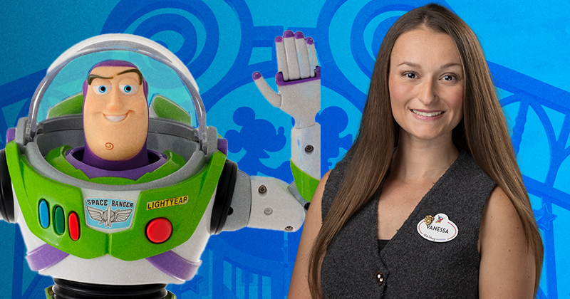Composite image of Vanessa Huber and Buzz Lightyear