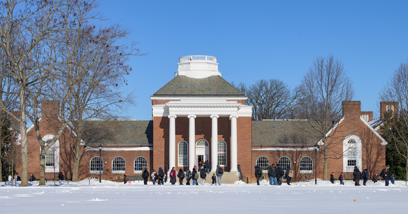 A layer of snow blankets UD's Newark campus following a winter storm.