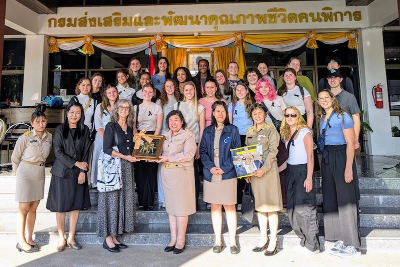 Students dressed in traditional clothing as they visited important cultural and historical sites around Thailand.