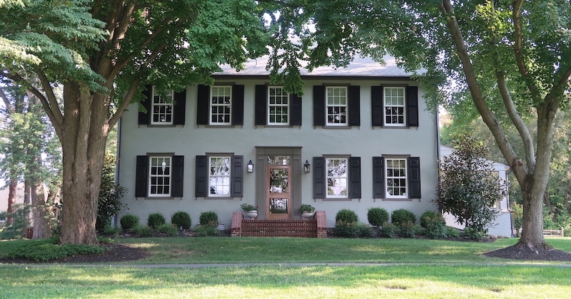 View of the front elevation of the Mitchell-Biden House. 