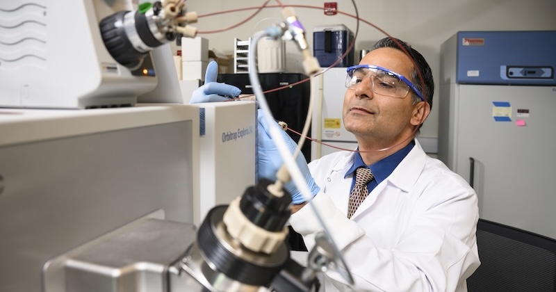 Deb Jaisi injects phytate, a major organic phosphorus compound, into the Orbitrap. Its isotope fingerprint helps map out where it came from.