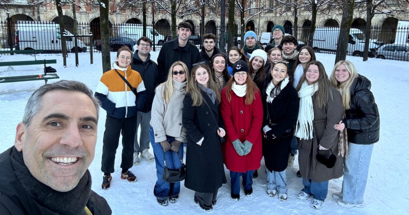 Visiting Lerner College instructor Dan Alia was honored with the student-nominated 2026 Study Abroad Faculty Director of the Year Award after leading his first study abroad program to Paris last Winter.  