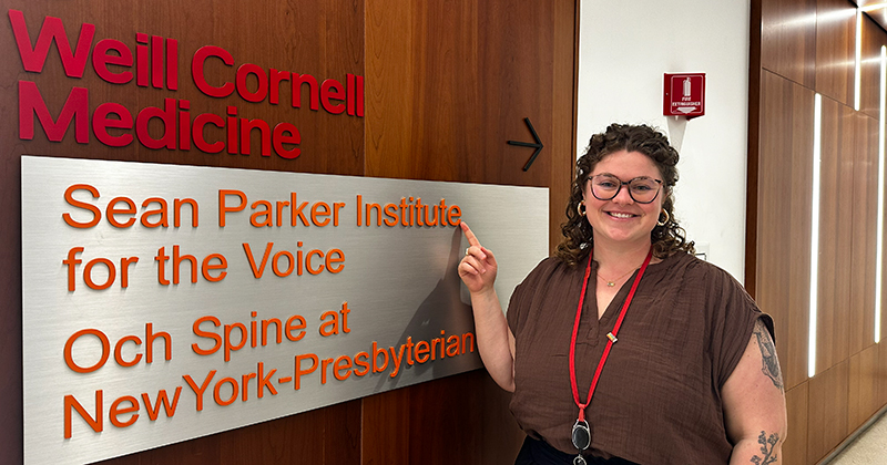 Natalie Atkinson, an alumna of UD’s speech-language pathology master’s program, now works as a speech-language pathologist and voice specialist at the Sean Parker Institute for the Voice in New York City.