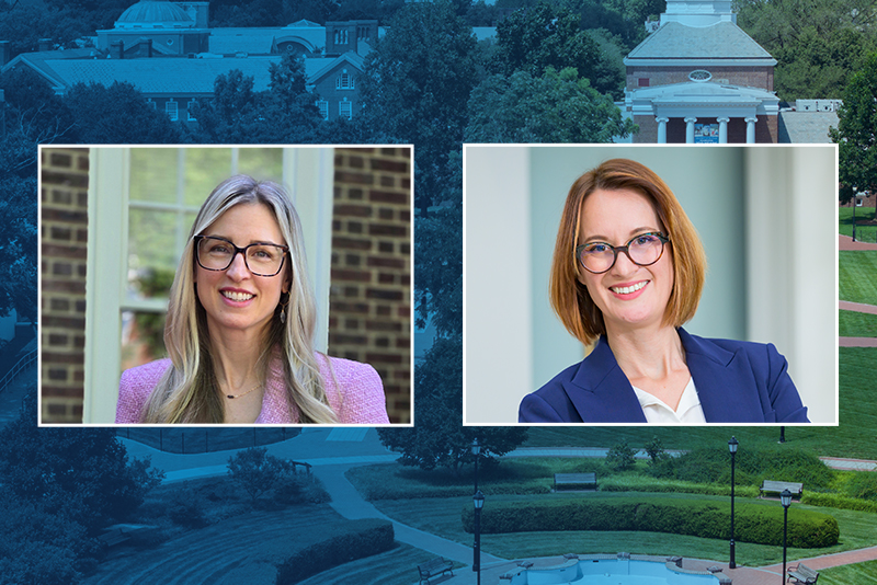 Marcaline Boyd, assistant professor of classics, and Laure Kayser, assistant professor of materials science and engineering