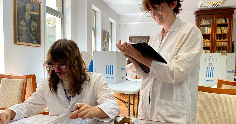 UD student Sophia Margiotta (right) spent the summer working on an archaeological dig site in Romania. 