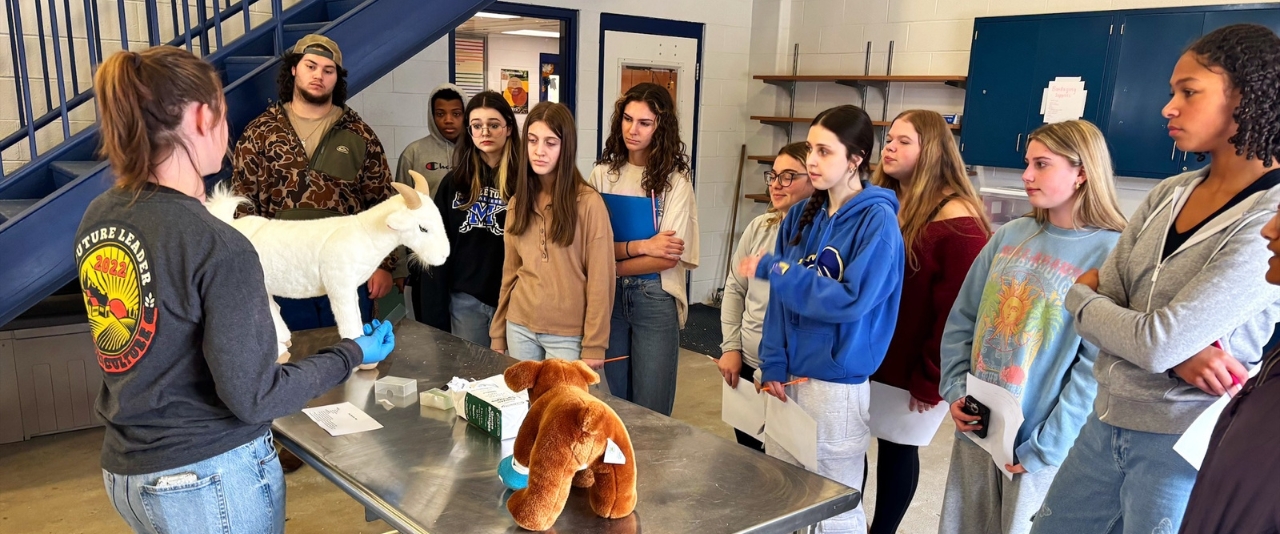 Sarah Wessel teaches a secondary agriscience class in the Appoquinimink School District. Wessel said spending a year as a student teacher through UD’s STEM 4 + 1 accelerated degree program helped to solidify her decision to pursue a career in STEM education.