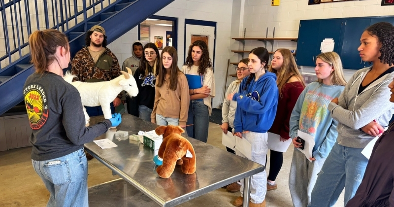Sarah Wessel teaches a secondary agriscience class in the Appoquinimink School District. Wessel said spending a year as a student teacher through UD’s STEM 4 + 1 accelerated degree program helped to solidify her decision to pursue a career in STEM education. 