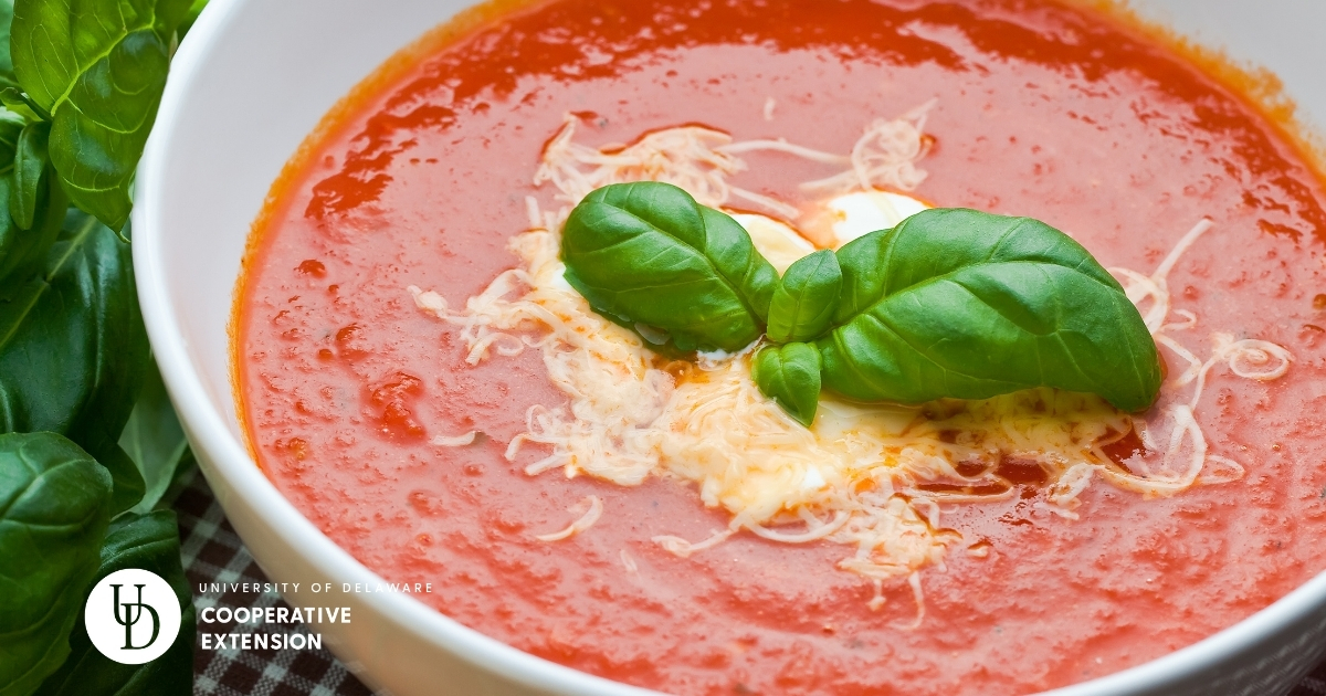 A photo of tomato soup in a bowl.