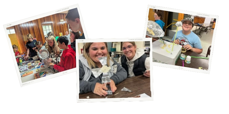 Collage of 3 photos with diverse youth doing 4-H activities