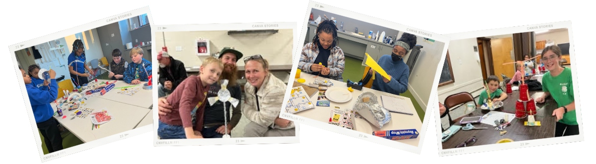 Collage of 4 photos with diverse youth doing 4-H activities