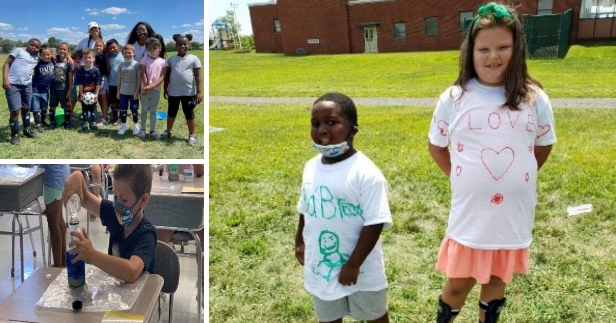 Three photos of Eisenburg Elementary afterschool members
