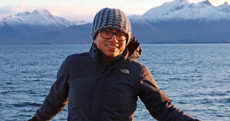 Chandranath Basak pictured in front of some water