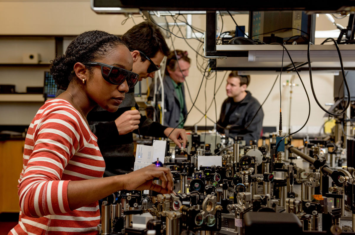 Chemistry student working in the lab.