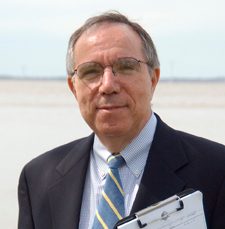 Dominic DiToro stands next to the Delaware River, one of many bodies of water he's done Environmental Engineering research for. 4/21/05                               