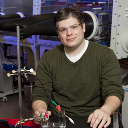 Joel Rosenthal with his assistant Piyal Ariyananda (Post doctoral Fellow) in his lab.  Joel has won the Oak Ridge Associated Universities (ORAU) 2011 Ralph E. Prove Junion Faculty Enhancement Award