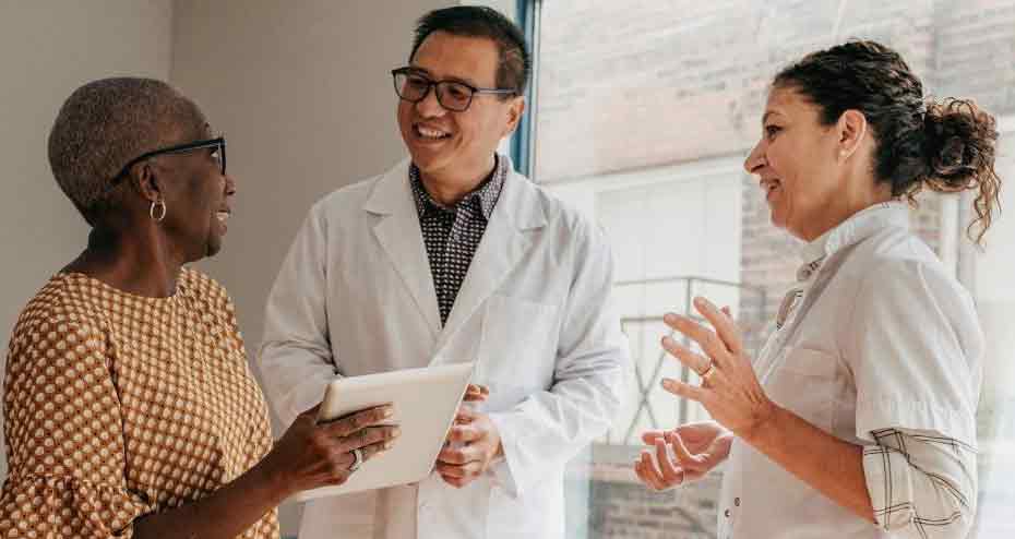 Doctors talking to patients