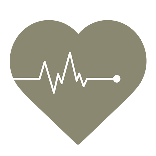 Icon of heart shape with heart monitoring line inside of it