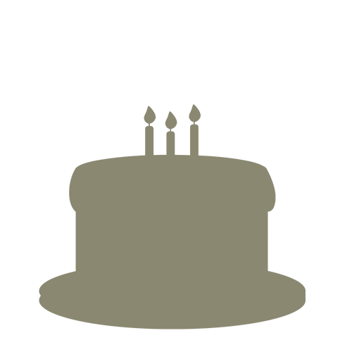 Icon and illustration of a birthday cake with confetti 