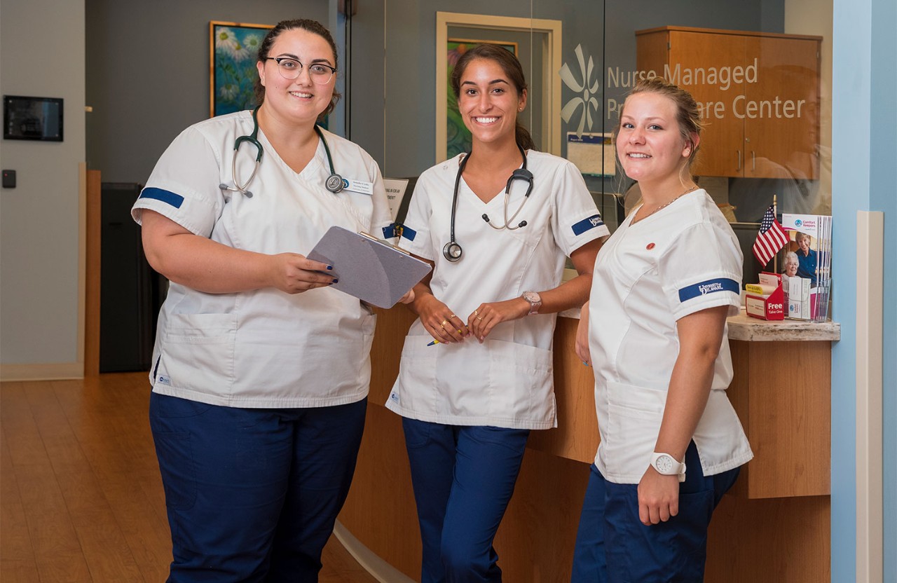 Nursing Students pose for a photo.