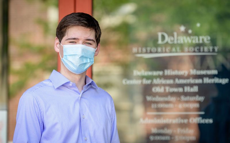 Aaron Rubin standing outside the Delaware History Museum