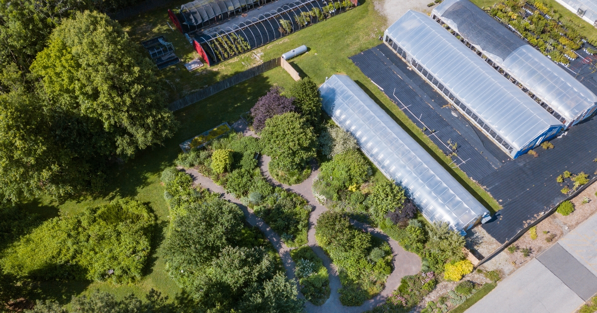 A view of UDBG greenhouses from the sky