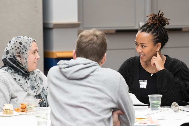 Students talking at the Moving Forward: Advancing Racial Equity and Inclusion event