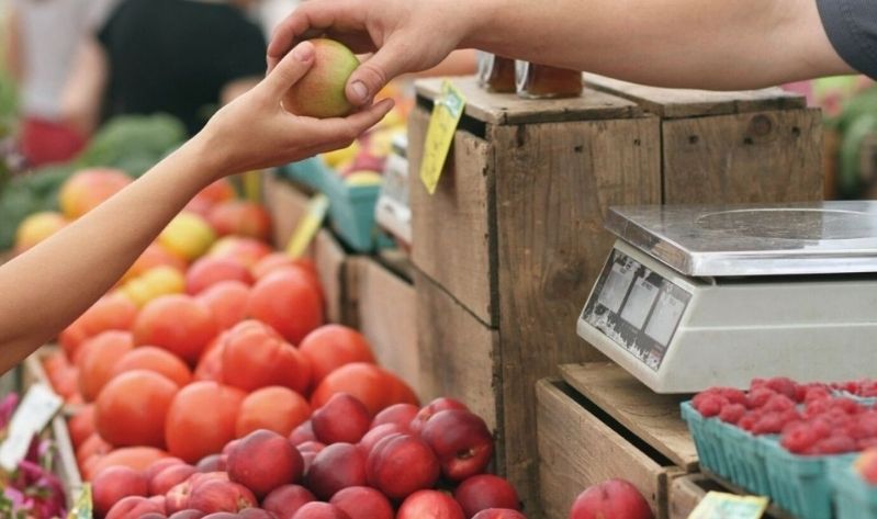 Fresh fruit being sold at a Farmers Market