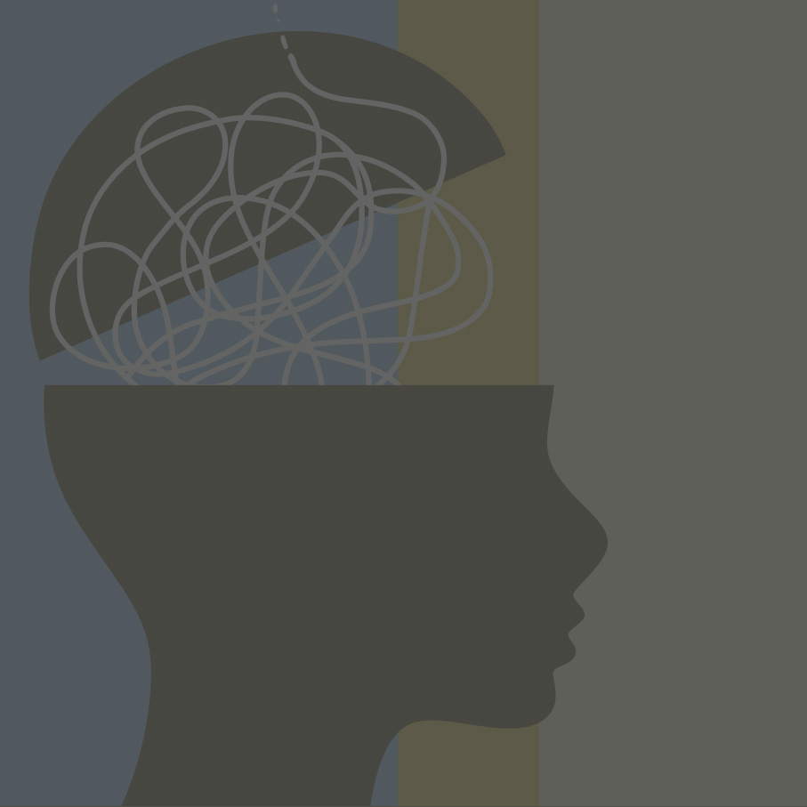 Illustration of Human Head opening with string like substance representing brain activity.