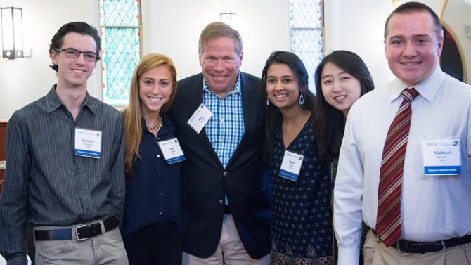 The photograph (also attached) shows Delaware Innovation Fellows Zack Klodnicki, Lexi Gilbert, Reeti Parikh, Minji Kong, Michael Bortulin with Delaware businessman Ben du Pont at a networking event.