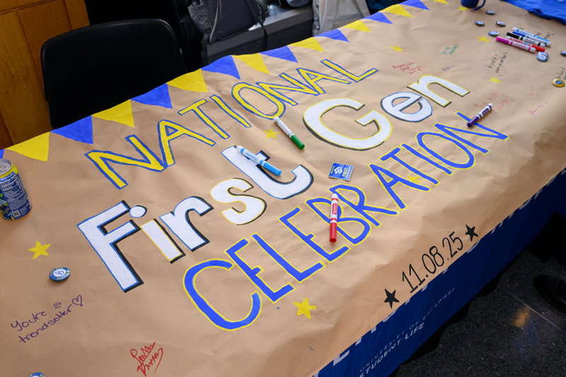 a banner painted with "National First Gen Celebration"