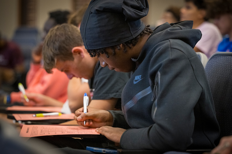 students work in class