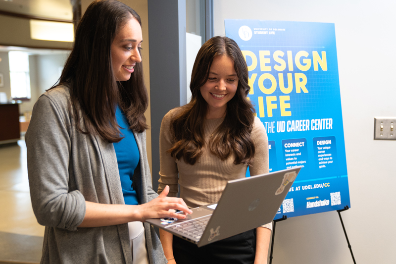 Student consults with Career Center staff