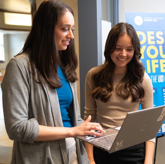 Student consults with Career Center staff