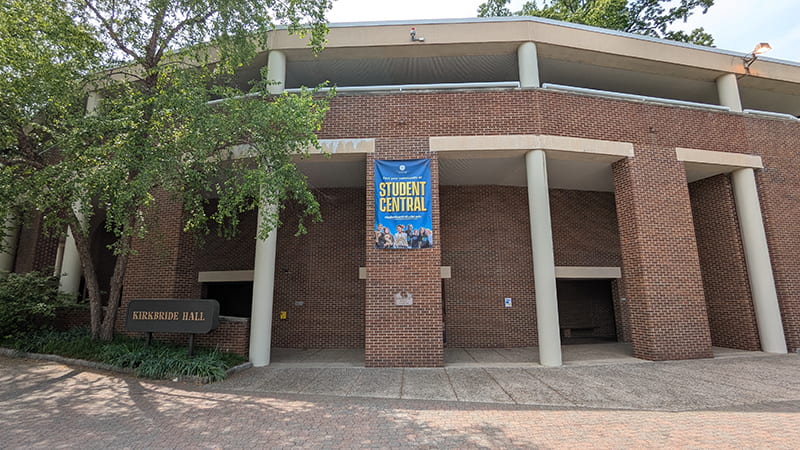 Kirkbride Hall exterior banner