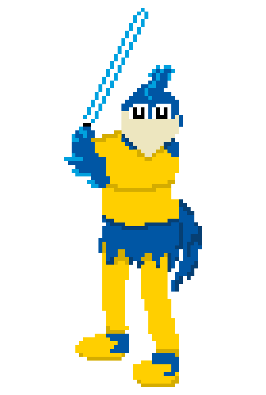 Pixel YoUDee holding a lighsaber
