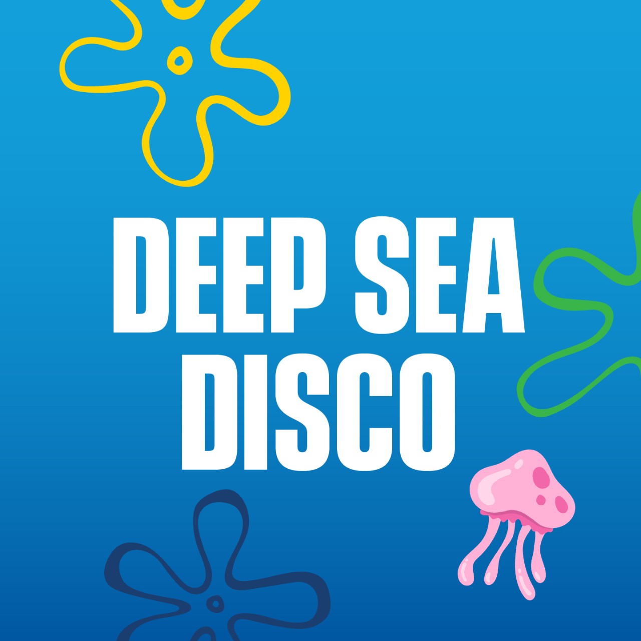 DEEP SEA DISCO written among underwater plants and a jellyfish.