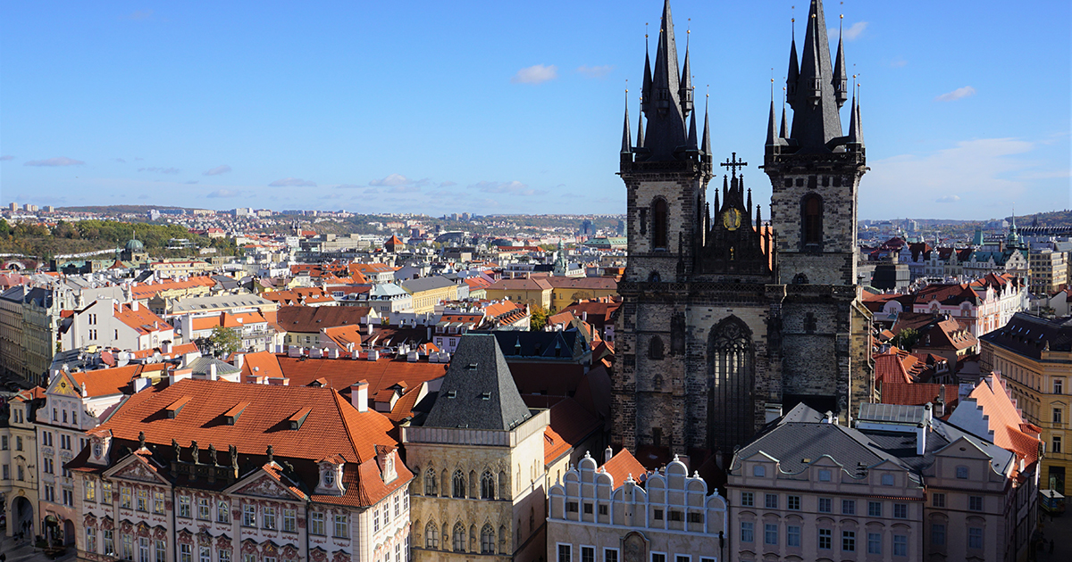 Prague skyline, featuring Church of Our Lady Before Týn